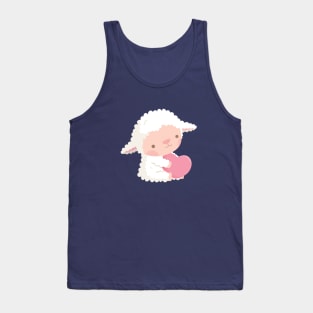 Cute Little Lamb Hugging Heart Tank Top